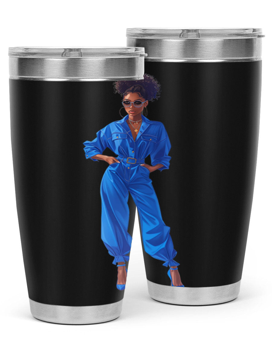 Fashion girl in indigo cotton tank top, showcasing a stylish and comfortable design perfect for casual wear.