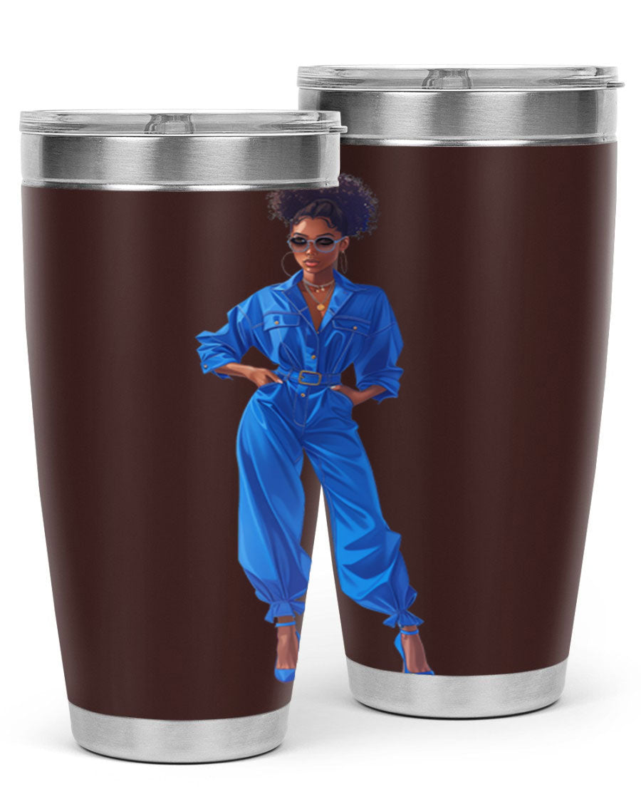 Fashion girl in indigo cotton tank top, showcasing a stylish and comfortable design perfect for casual wear.