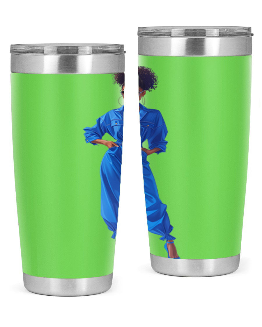 Fashion girl in indigo cotton tank top, showcasing a stylish and comfortable design perfect for casual wear.