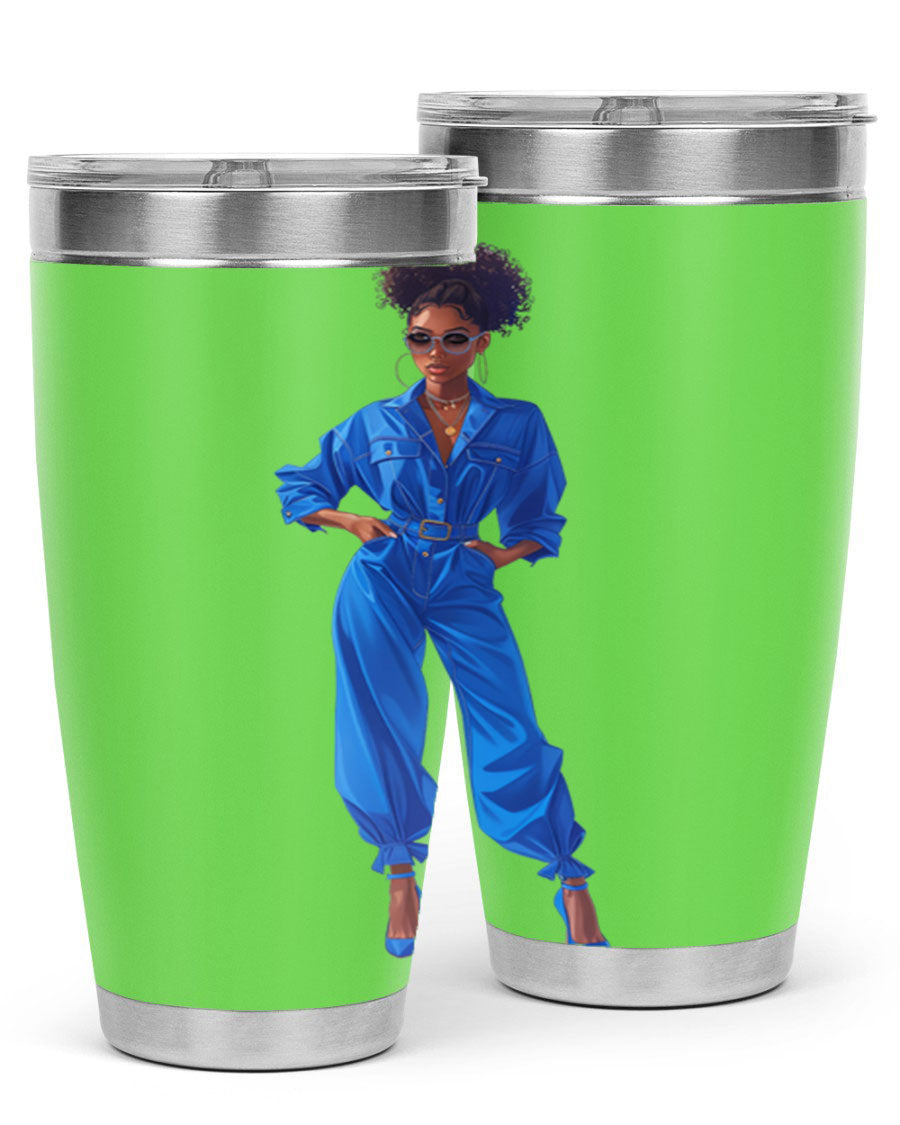 Fashion girl in indigo cotton tank top, showcasing a stylish and comfortable design perfect for casual wear.