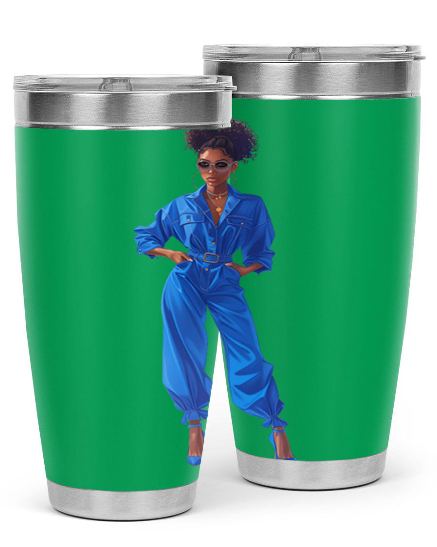 Fashion girl in indigo cotton tank top, showcasing a stylish and comfortable design perfect for casual wear.