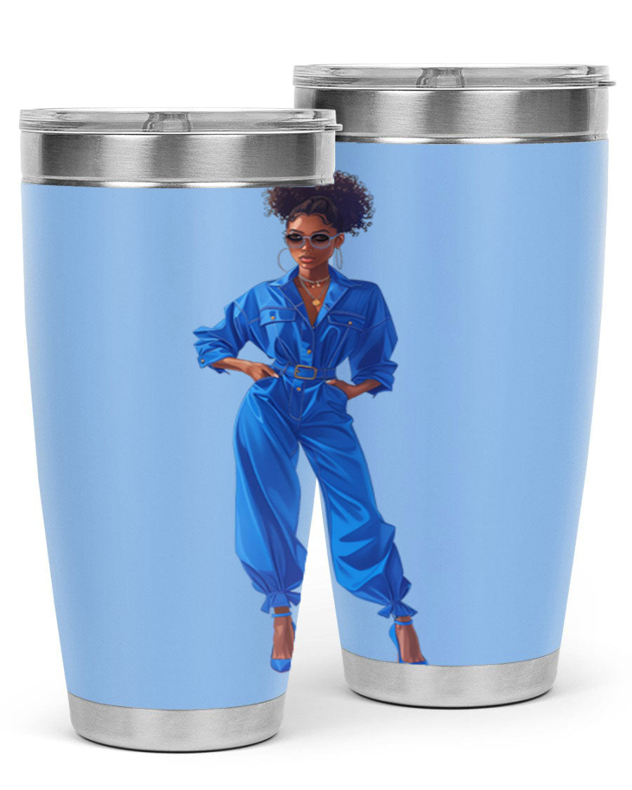 Fashion girl in indigo cotton tank top, showcasing a stylish and comfortable design perfect for casual wear.