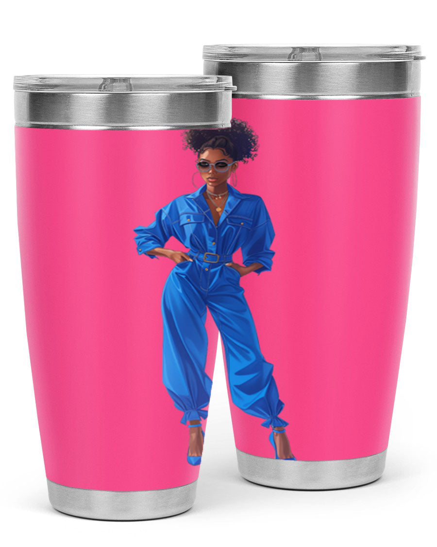 Fashion girl in indigo cotton tank top, showcasing a stylish and comfortable design perfect for casual wear.