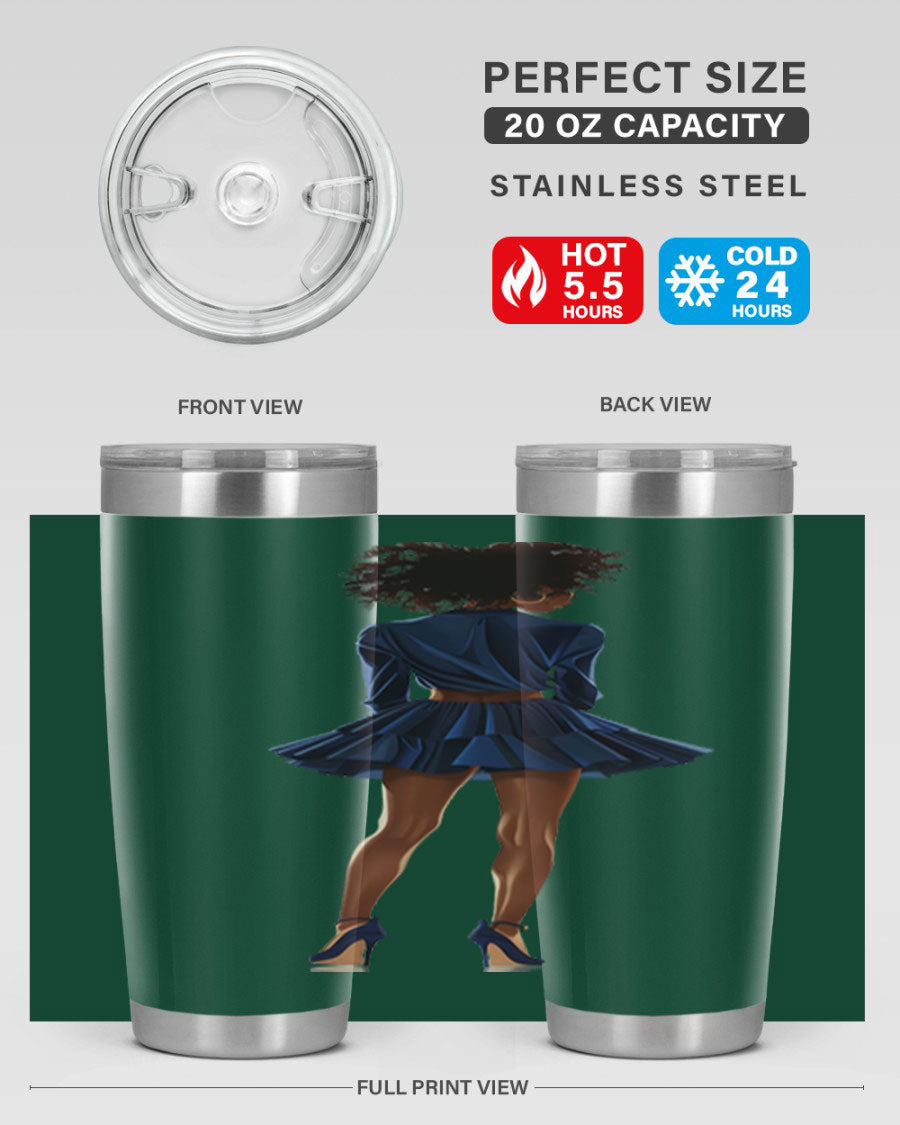 Fashion girl in indigo cotton tank top, showcasing a stylish and comfortable design perfect for various occasions.