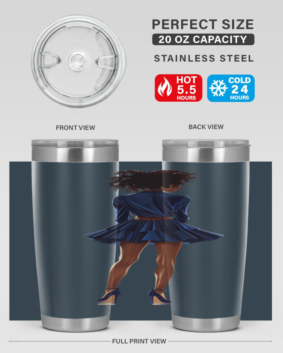 Fashion girl in indigo cotton tank top, showcasing a stylish and comfortable design perfect for various occasions.