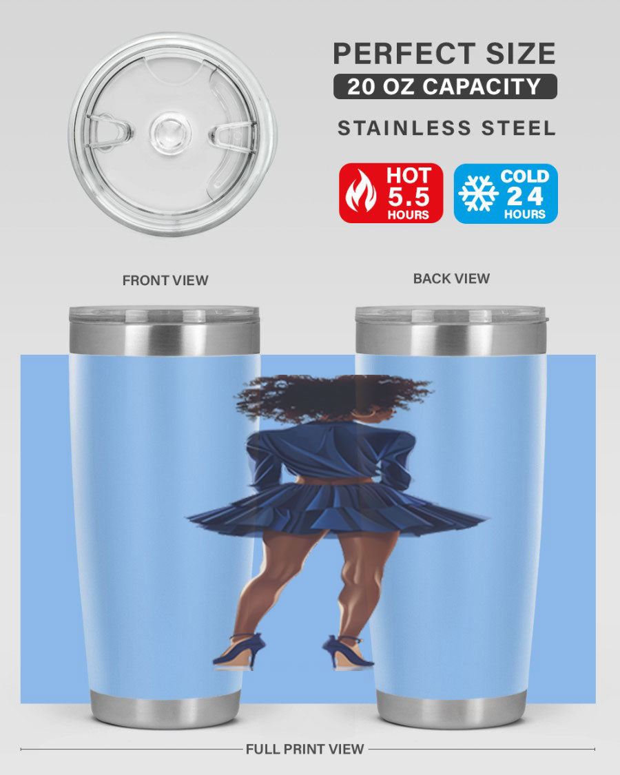 Fashion girl in indigo cotton tank top, showcasing a stylish and comfortable design perfect for various occasions.