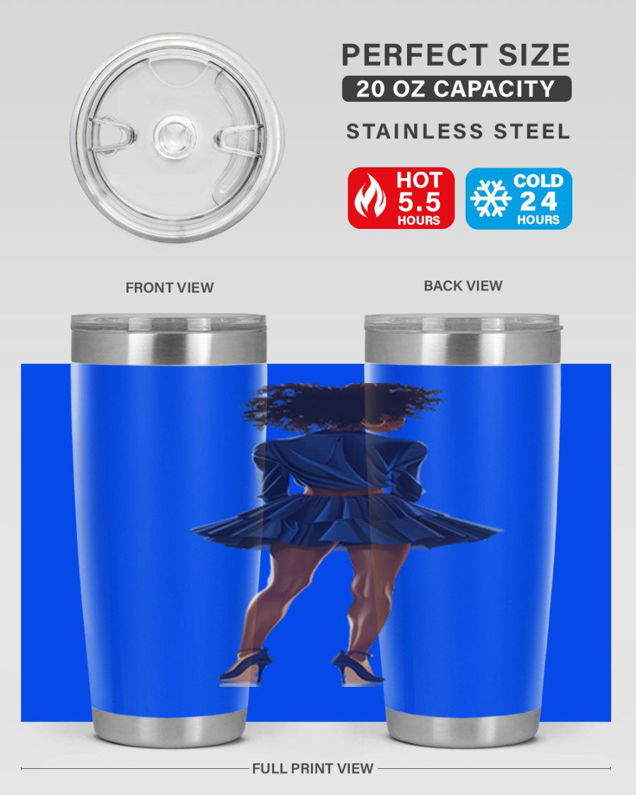 Fashion girl in indigo cotton tank top, showcasing a stylish and comfortable design perfect for various occasions.