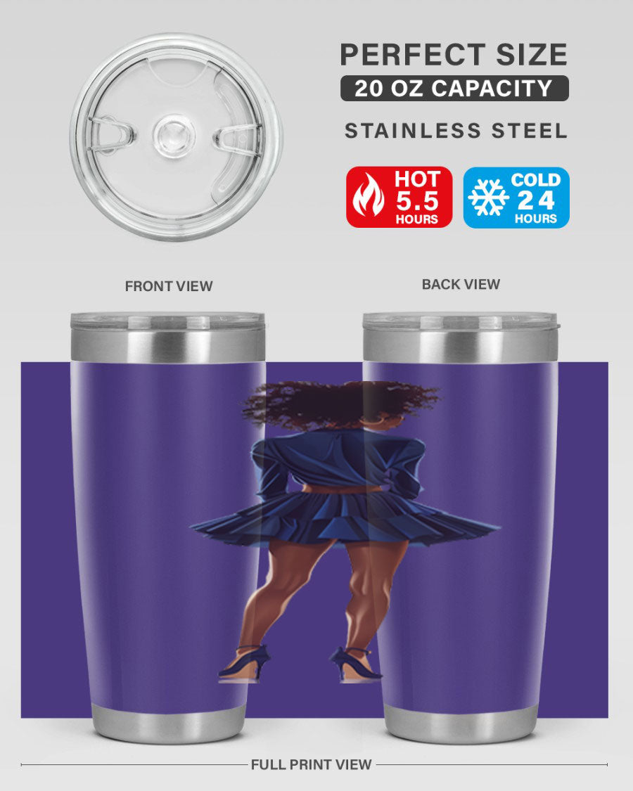 Fashion girl in indigo cotton tank top, showcasing a stylish and comfortable design perfect for various occasions.