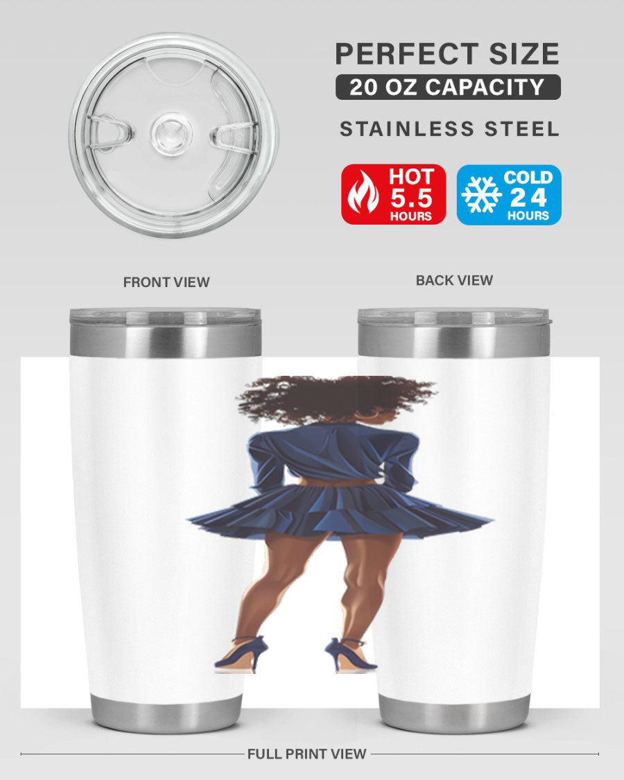 Fashion girl in indigo cotton tank top, showcasing a stylish and comfortable design perfect for various occasions.