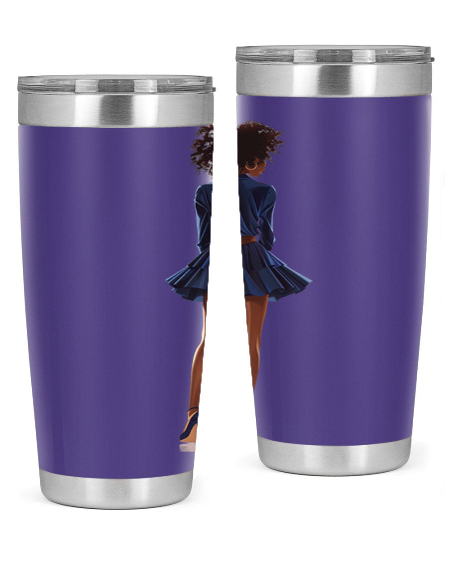 Fashion girl in indigo cotton tank top, showcasing a stylish and comfortable design perfect for various occasions.