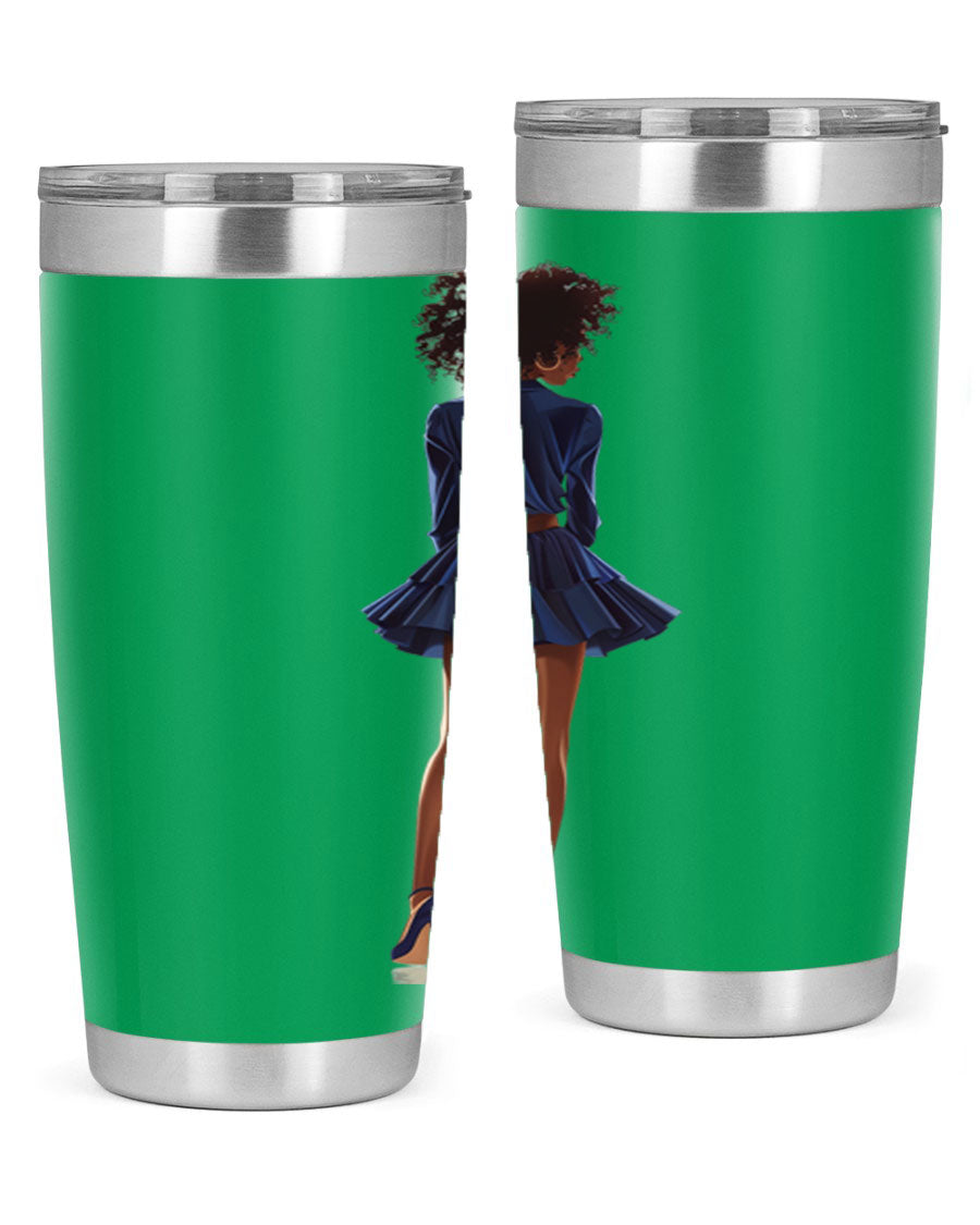 Fashion girl in indigo cotton tank top, showcasing a stylish and comfortable design perfect for various occasions.