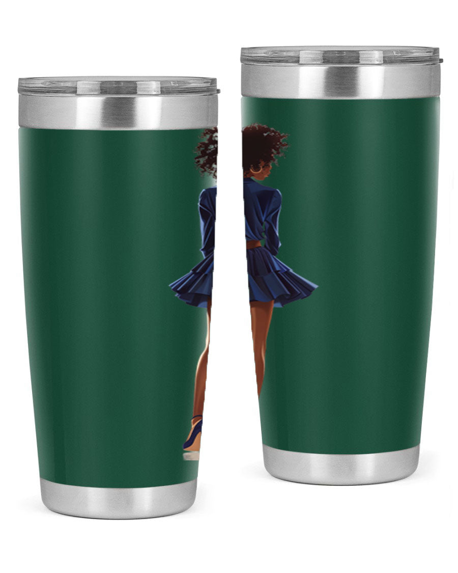 Fashion girl in indigo cotton tank top, showcasing a stylish and comfortable design perfect for various occasions.