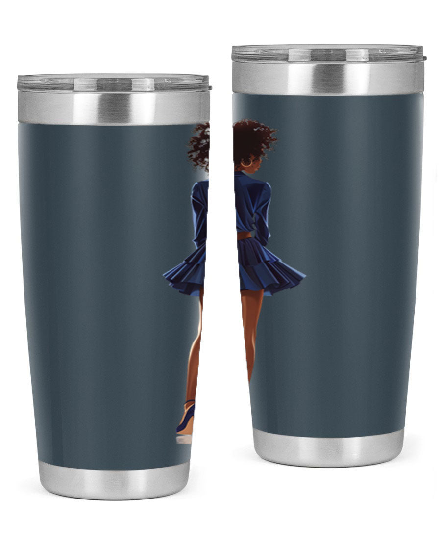 Fashion girl in indigo cotton tank top, showcasing a stylish and comfortable design perfect for various occasions.