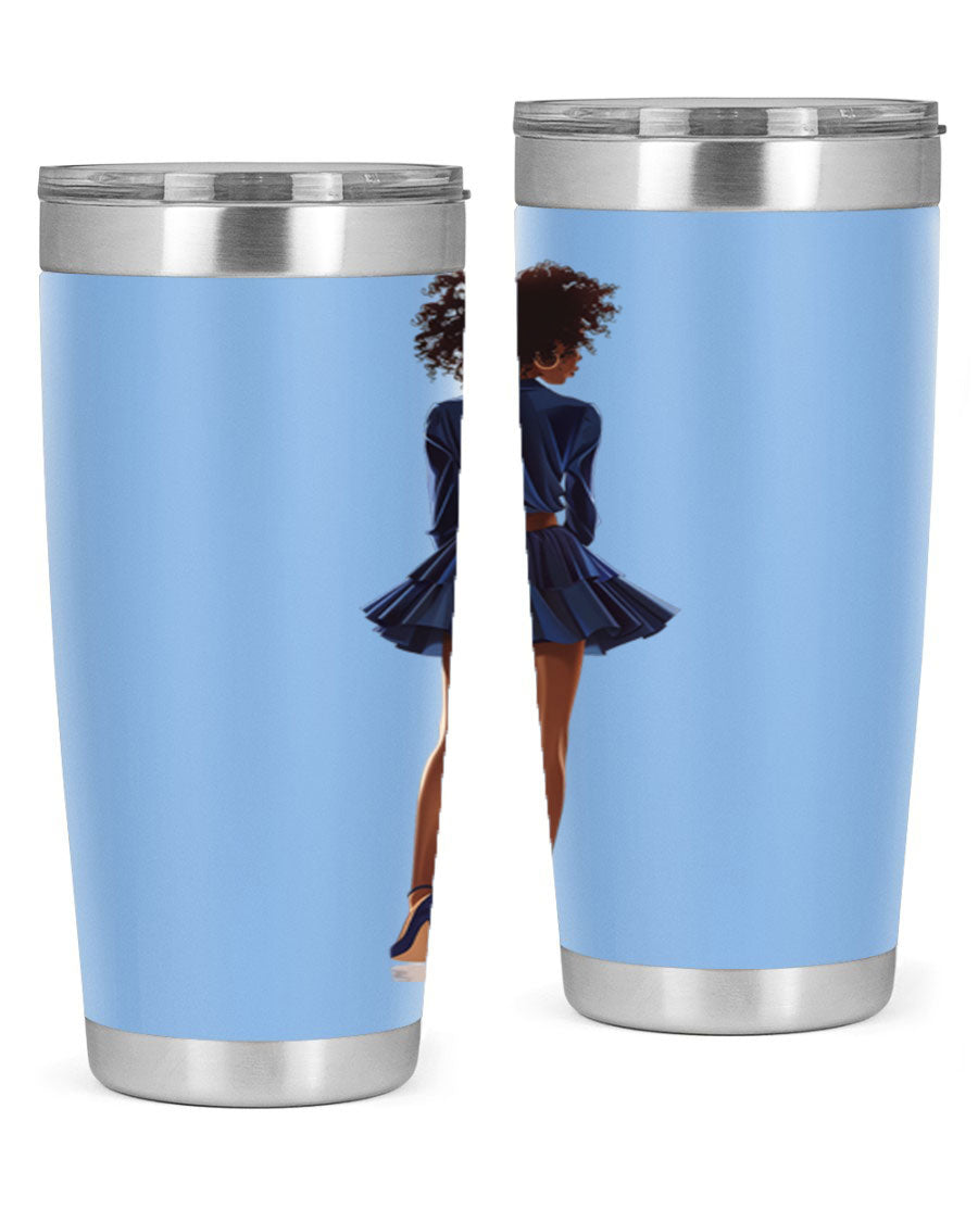 Fashion girl in indigo cotton tank top, showcasing a stylish and comfortable design perfect for various occasions.