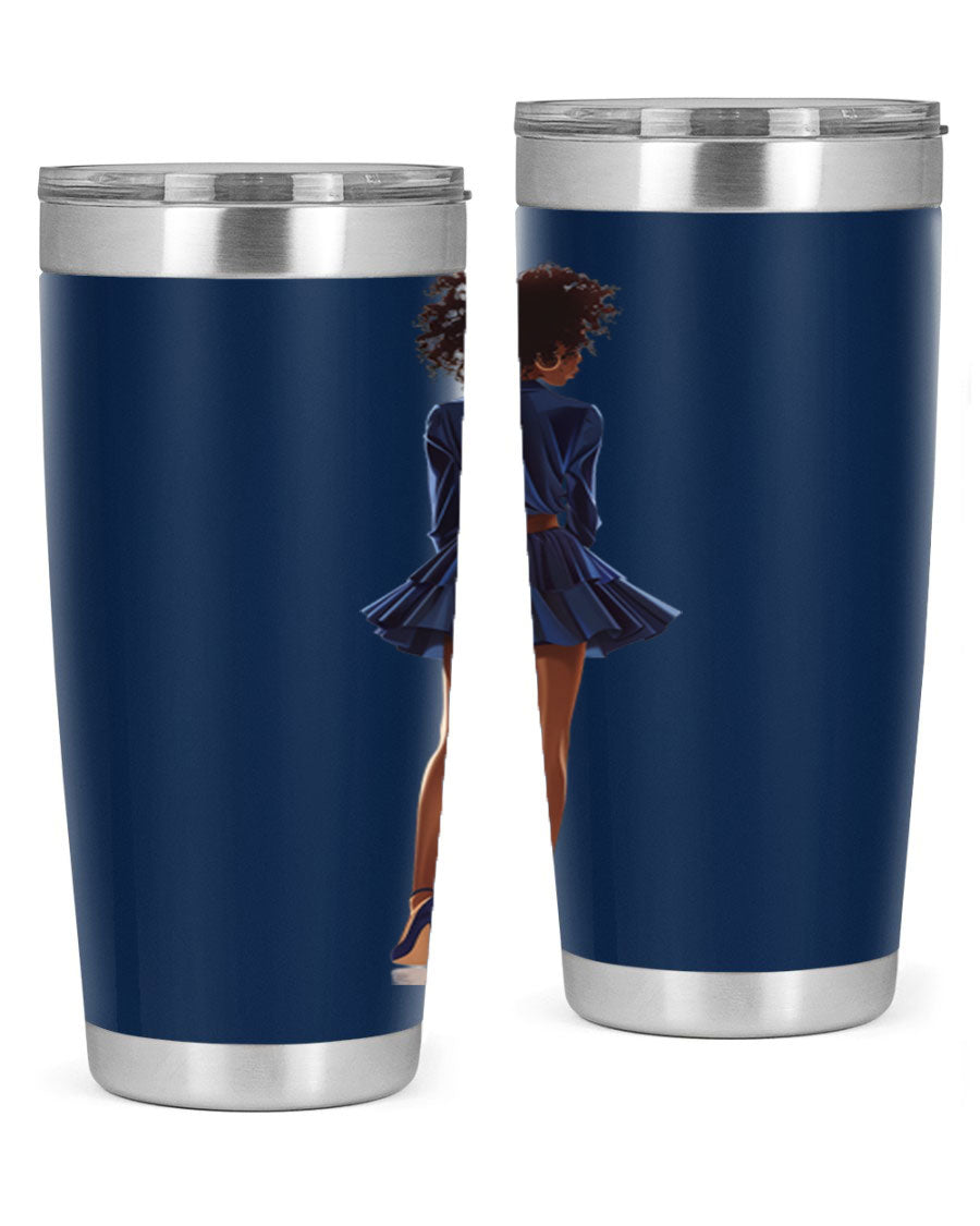 Fashion girl in indigo cotton tank top, showcasing a stylish and comfortable design perfect for various occasions.