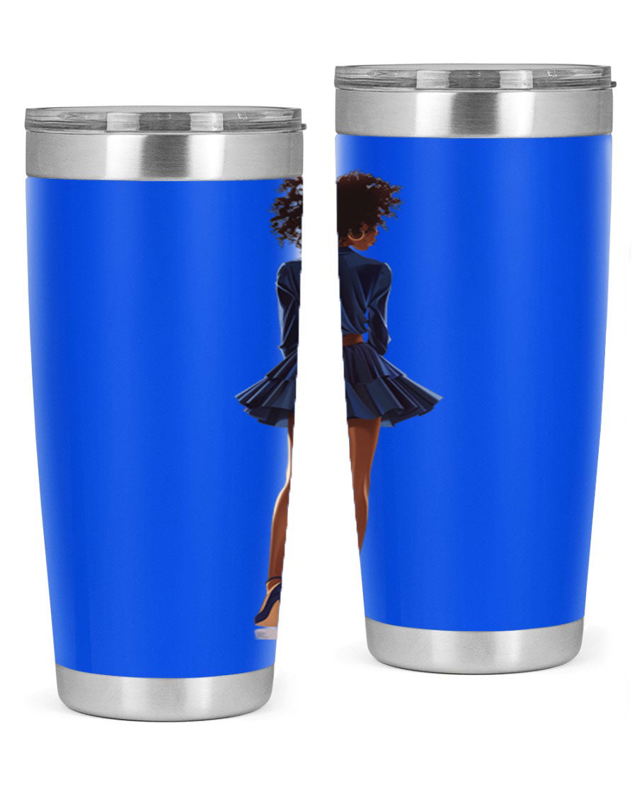 Fashion girl in indigo cotton tank top, showcasing a stylish and comfortable design perfect for various occasions.