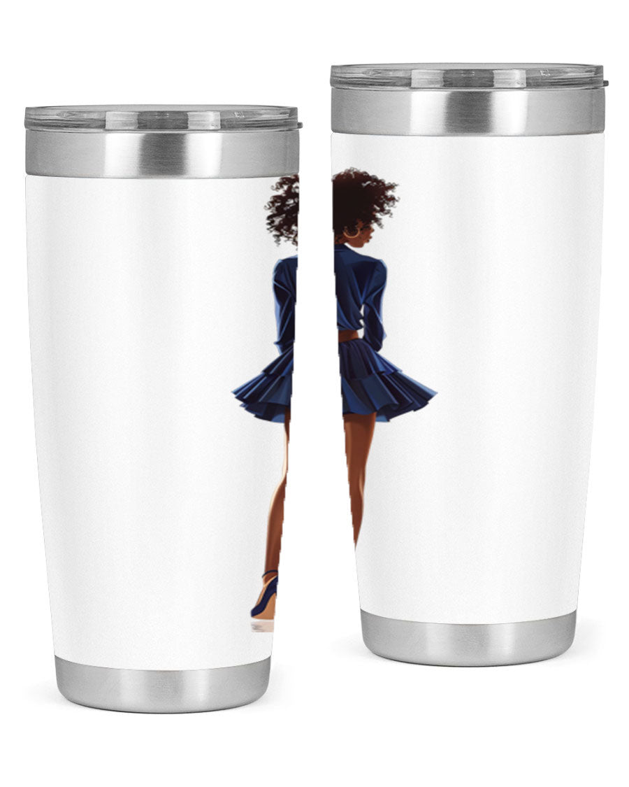 Fashion girl in indigo cotton tank top, showcasing a stylish and comfortable design perfect for various occasions.