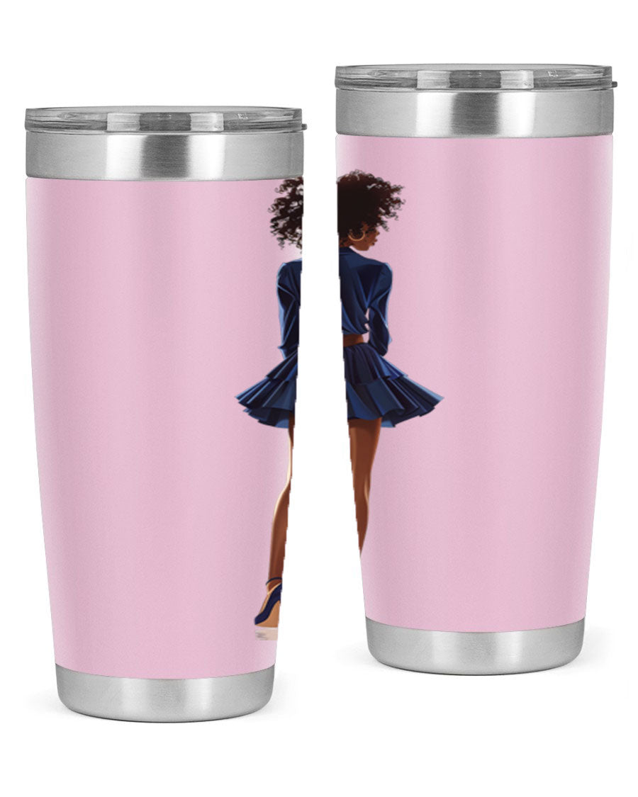 Fashion girl in indigo cotton tank top, showcasing a stylish and comfortable design perfect for various occasions.