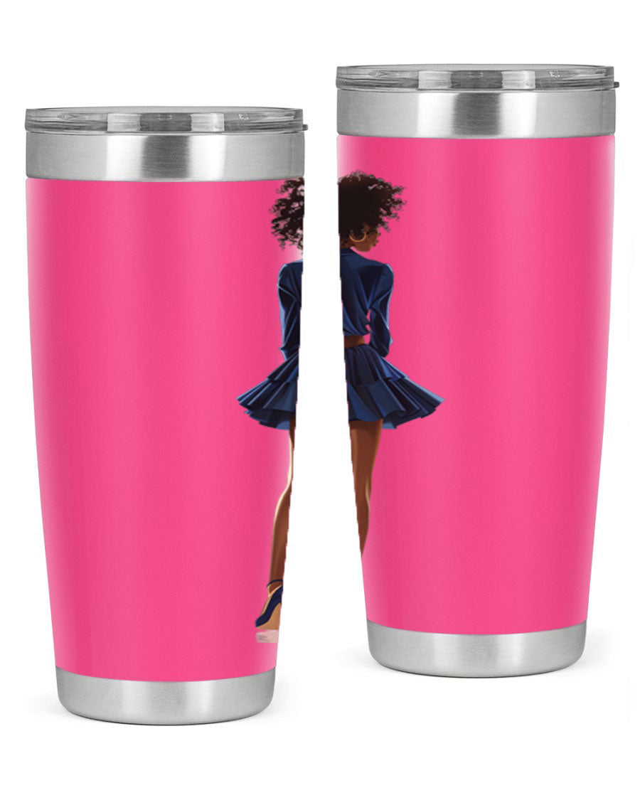 Fashion girl in indigo cotton tank top, showcasing a stylish and comfortable design perfect for various occasions.