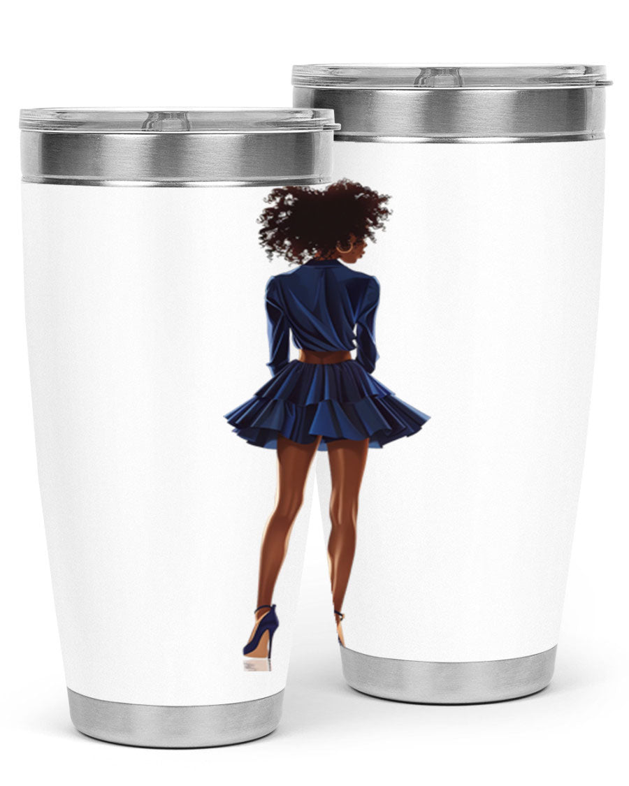 Fashion girl in indigo cotton tank top, showcasing a stylish and comfortable design perfect for various occasions.