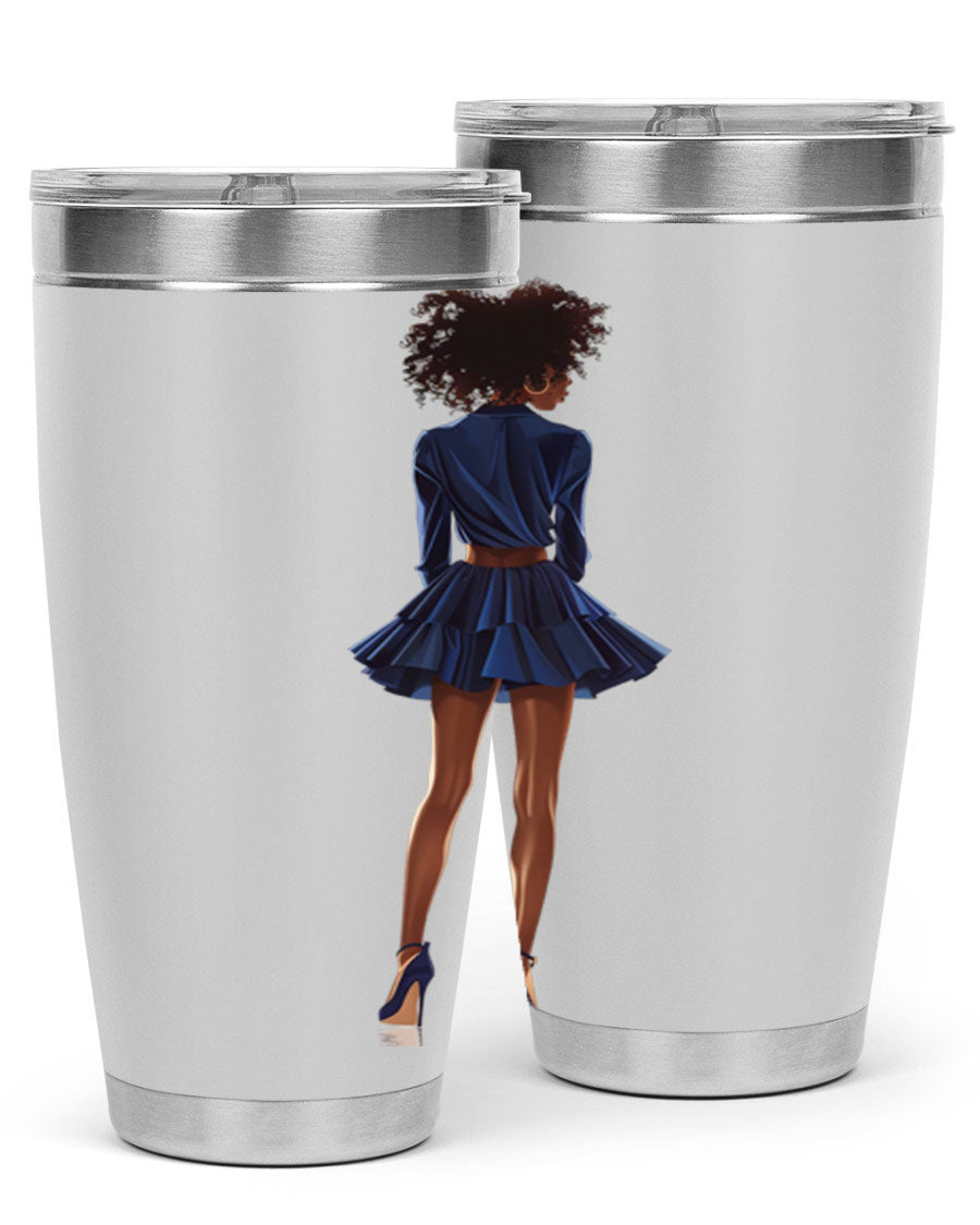 Fashion girl in indigo cotton tank top, showcasing a stylish and comfortable design perfect for various occasions.