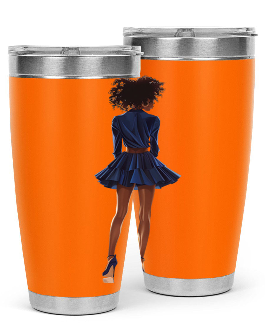 Fashion girl in indigo cotton tank top, showcasing a stylish and comfortable design perfect for various occasions.