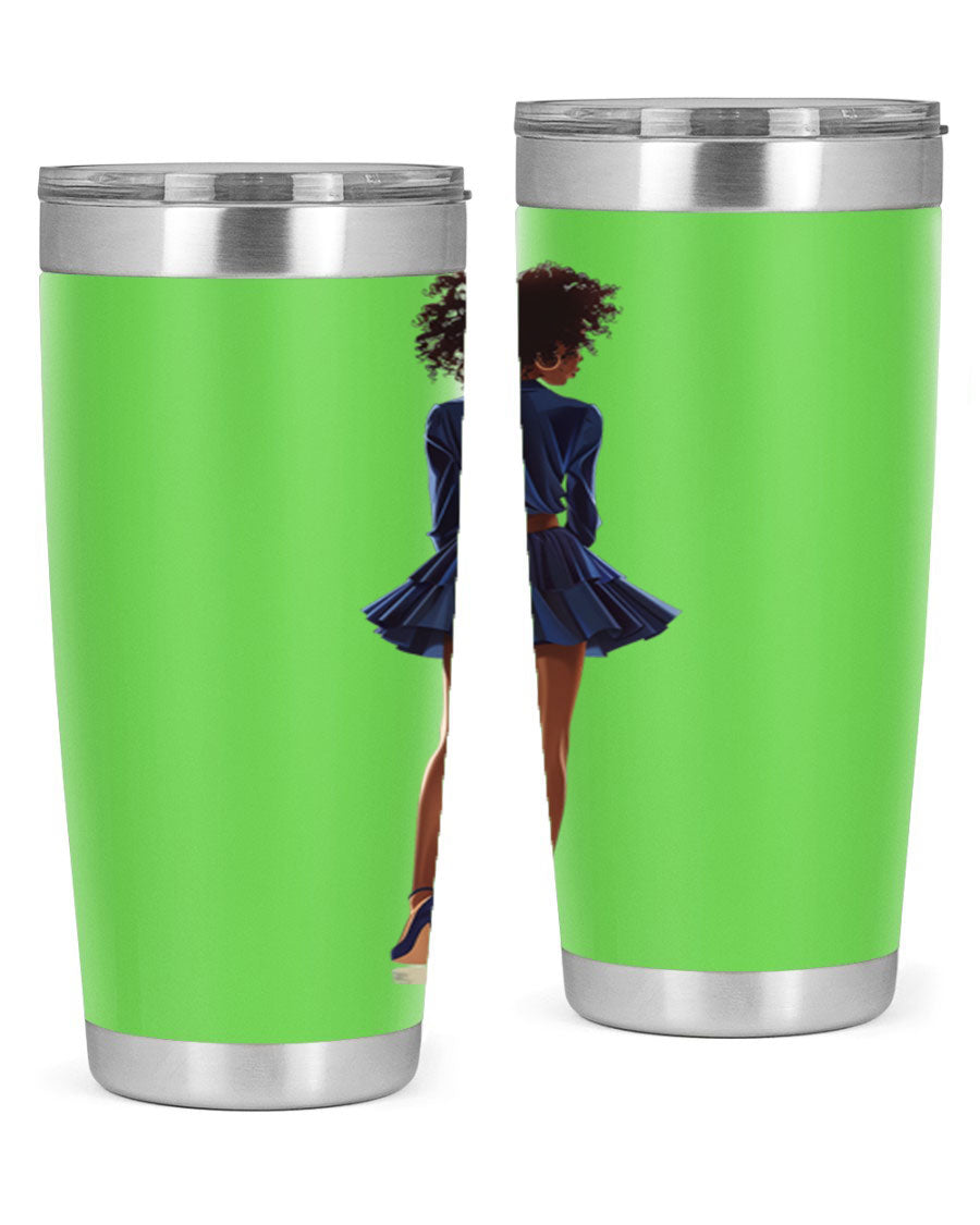 Fashion girl in indigo cotton tank top, showcasing a stylish and comfortable design perfect for various occasions.