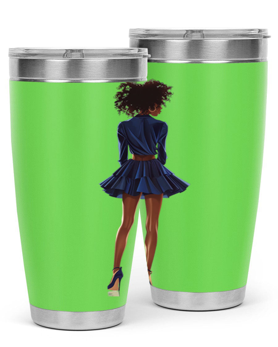 Fashion girl in indigo cotton tank top, showcasing a stylish and comfortable design perfect for various occasions.