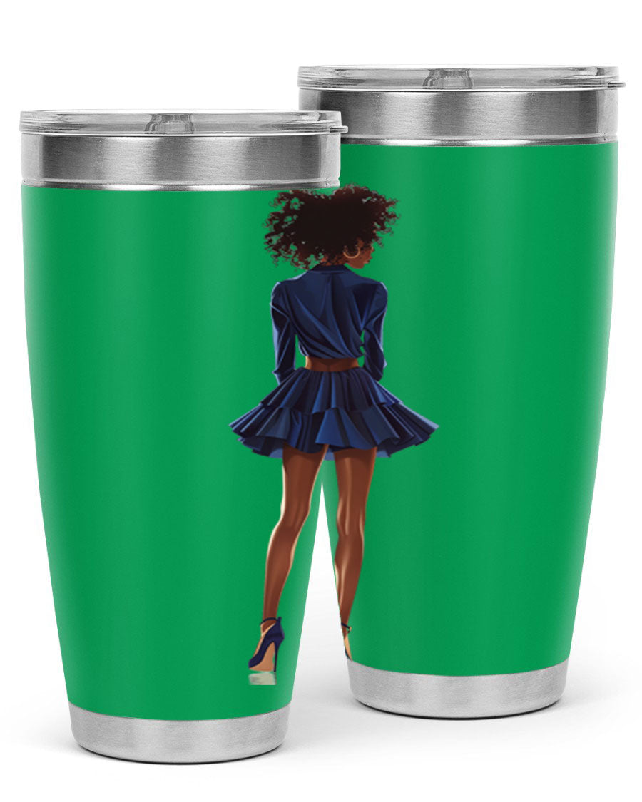 Fashion girl in indigo cotton tank top, showcasing a stylish and comfortable design perfect for various occasions.