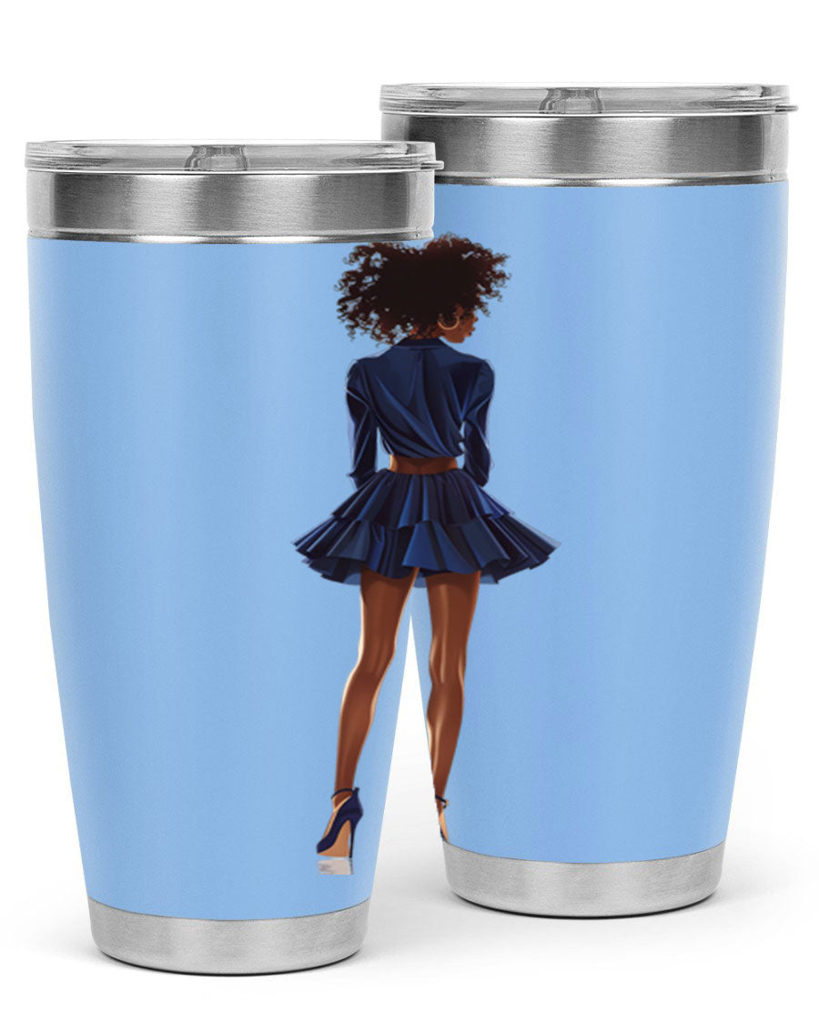 Fashion girl in indigo cotton tank top, showcasing a stylish and comfortable design perfect for various occasions.