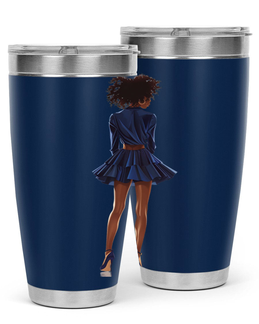 Fashion girl in indigo cotton tank top, showcasing a stylish and comfortable design perfect for various occasions.