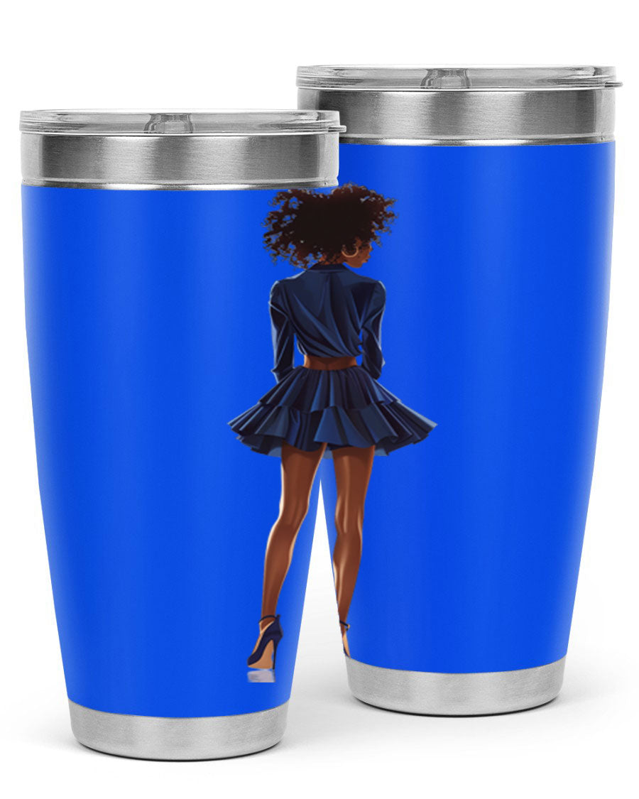 Fashion girl in indigo cotton tank top, showcasing a stylish and comfortable design perfect for various occasions.