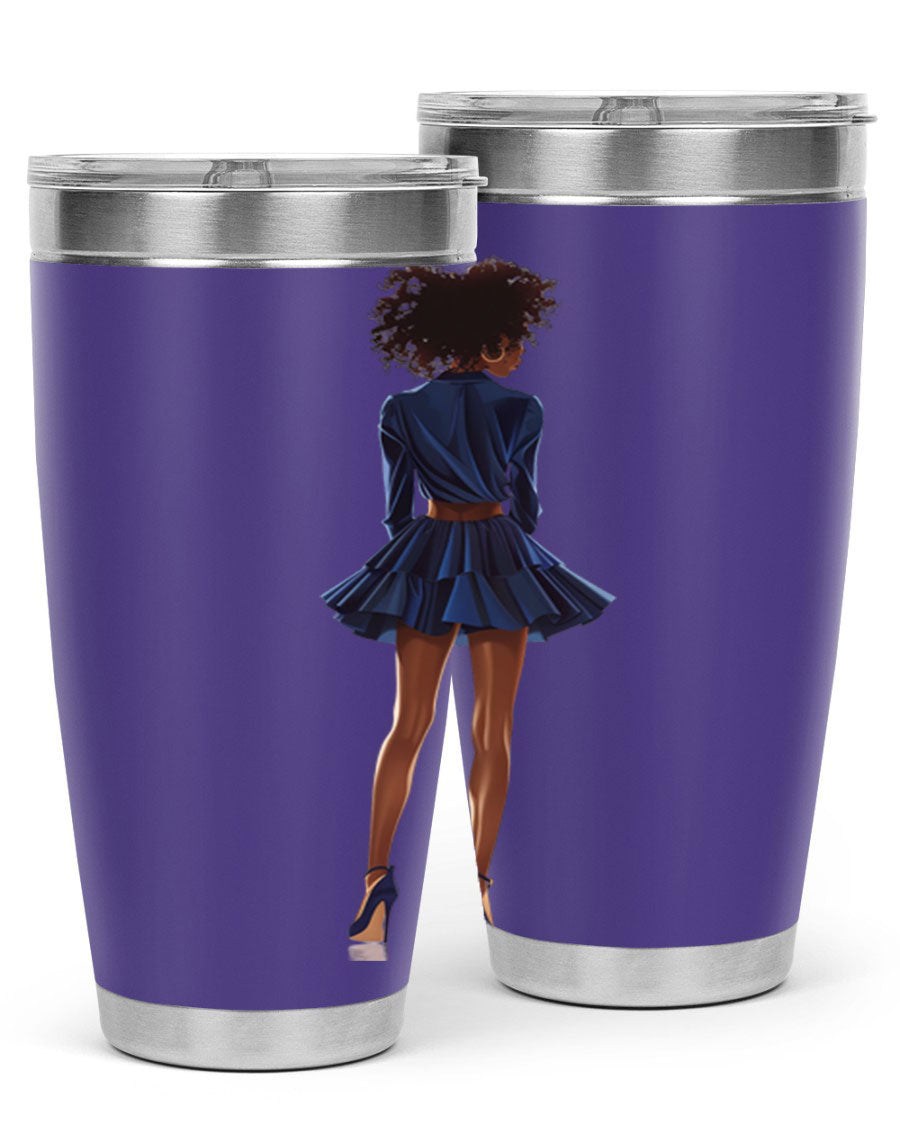 Fashion girl in indigo cotton tank top, showcasing a stylish and comfortable design perfect for various occasions.