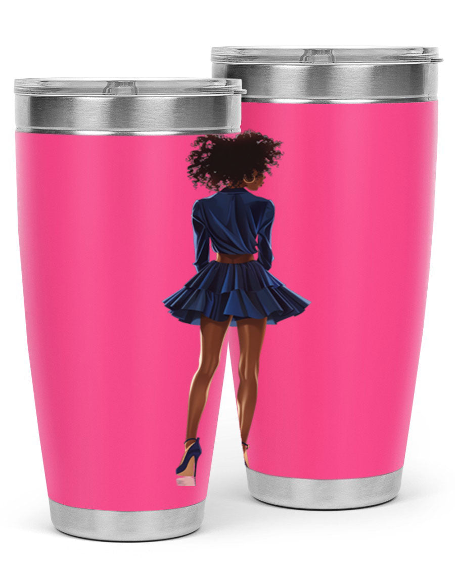 Fashion girl in indigo cotton tank top, showcasing a stylish and comfortable design perfect for various occasions.