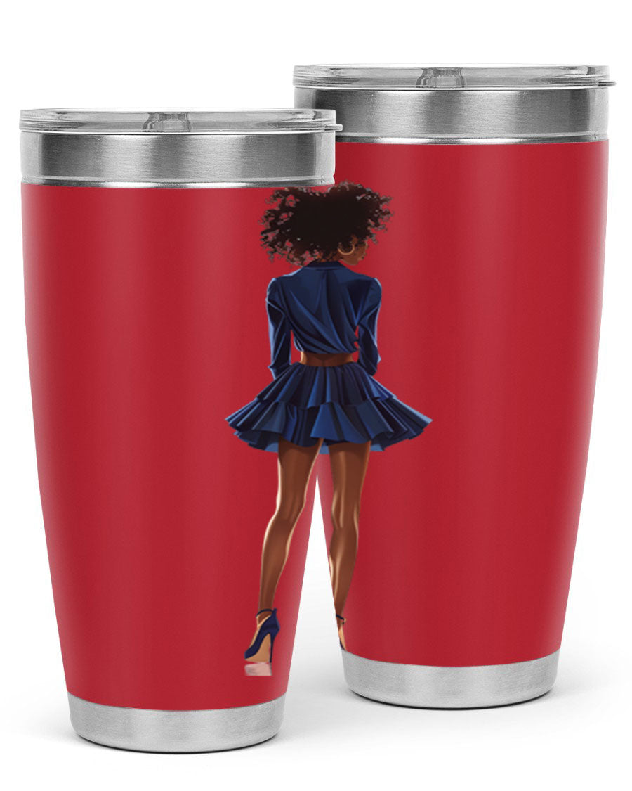 Fashion girl in indigo cotton tank top, showcasing a stylish and comfortable design perfect for various occasions.