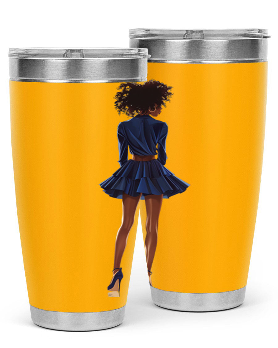 Fashion girl in indigo cotton tank top, showcasing a stylish and comfortable design perfect for various occasions.