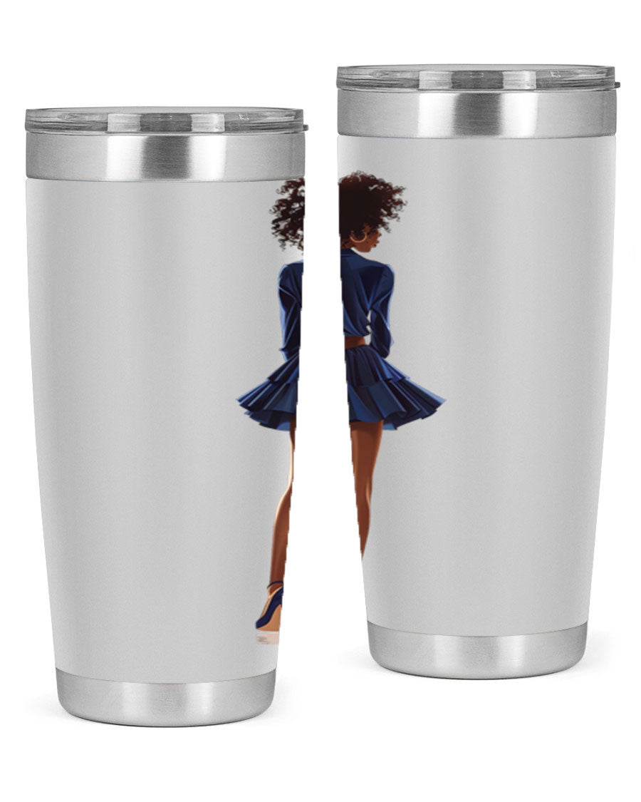 Fashion girl in indigo cotton tank top, showcasing a stylish and comfortable design perfect for various occasions.