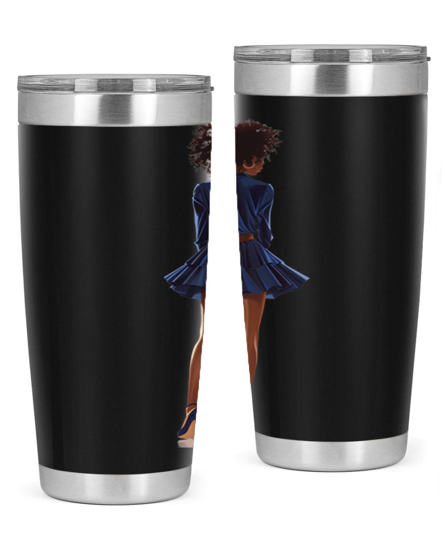 Fashion girl in indigo cotton tank top, showcasing a stylish and comfortable design perfect for various occasions.