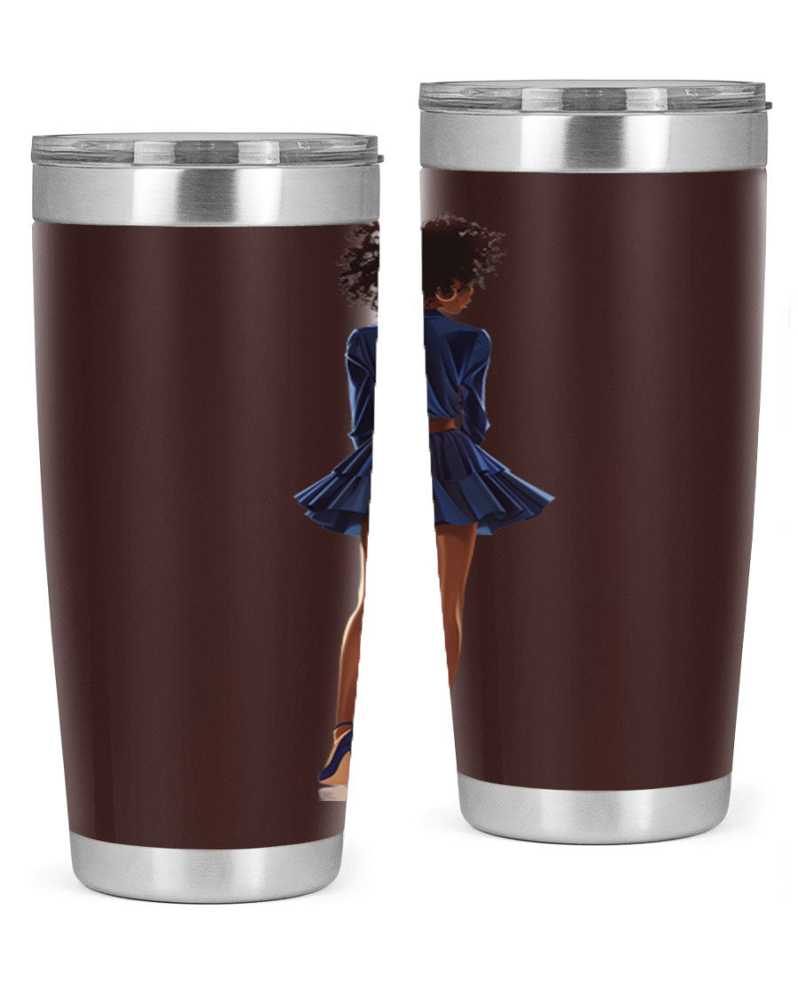 Fashion girl in indigo cotton tank top, showcasing a stylish and comfortable design perfect for various occasions.