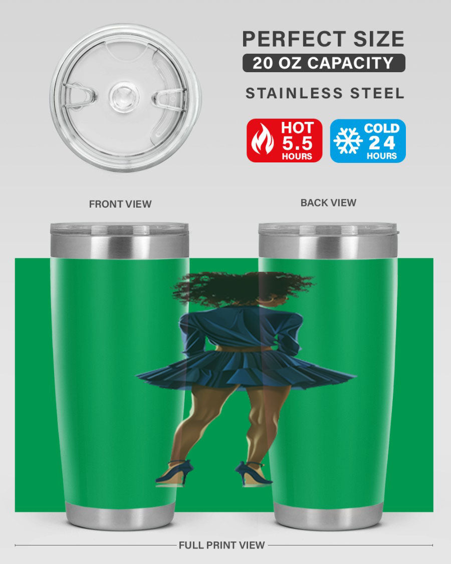 Fashion girl in indigo cotton tank top, showcasing a stylish and comfortable design perfect for various occasions.