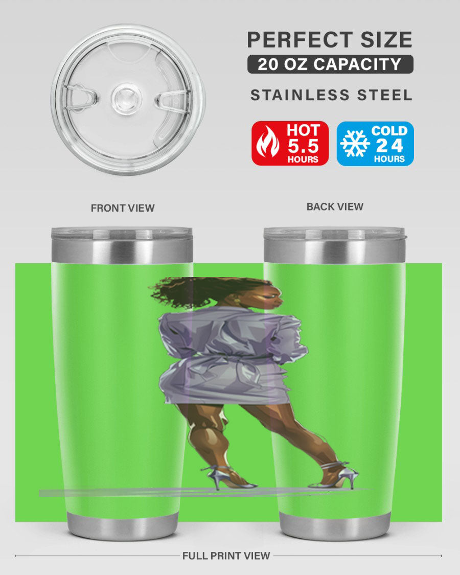 Fashion girl in lavender cotton tank top, showcasing a stylish design with a playful graphic.