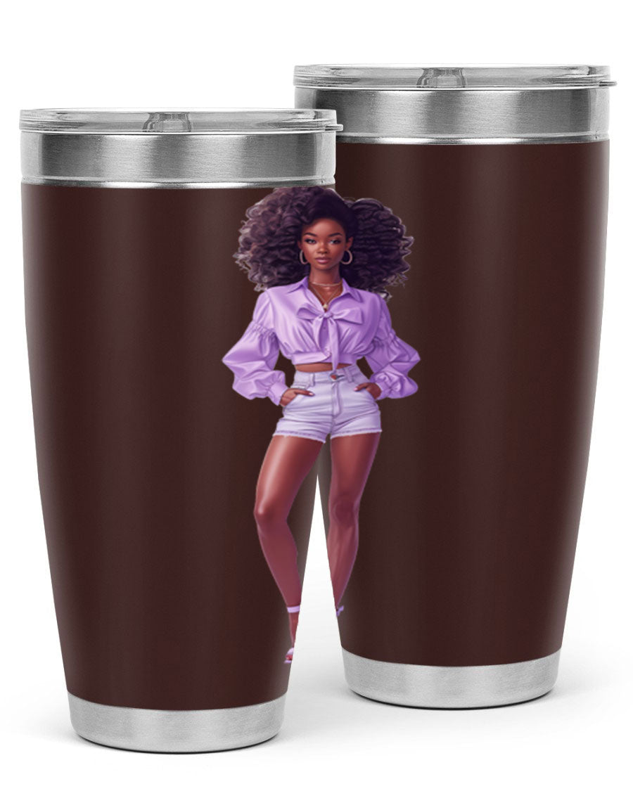 Fashion girl in lavender cotton tank top, showcasing a stylish and comfortable design perfect for casual wear.