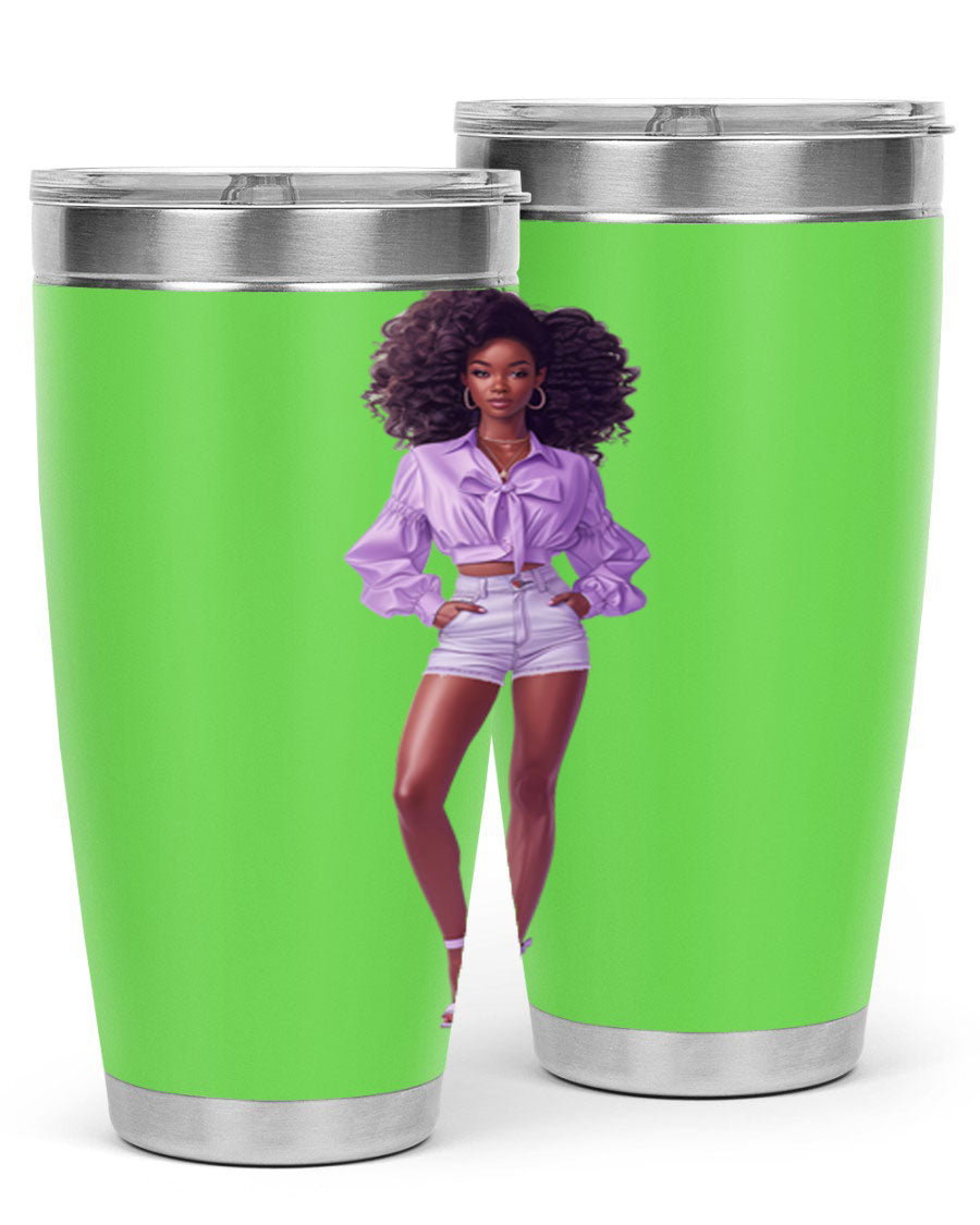 Fashion girl in lavender cotton tank top, showcasing a stylish and comfortable design perfect for casual wear.