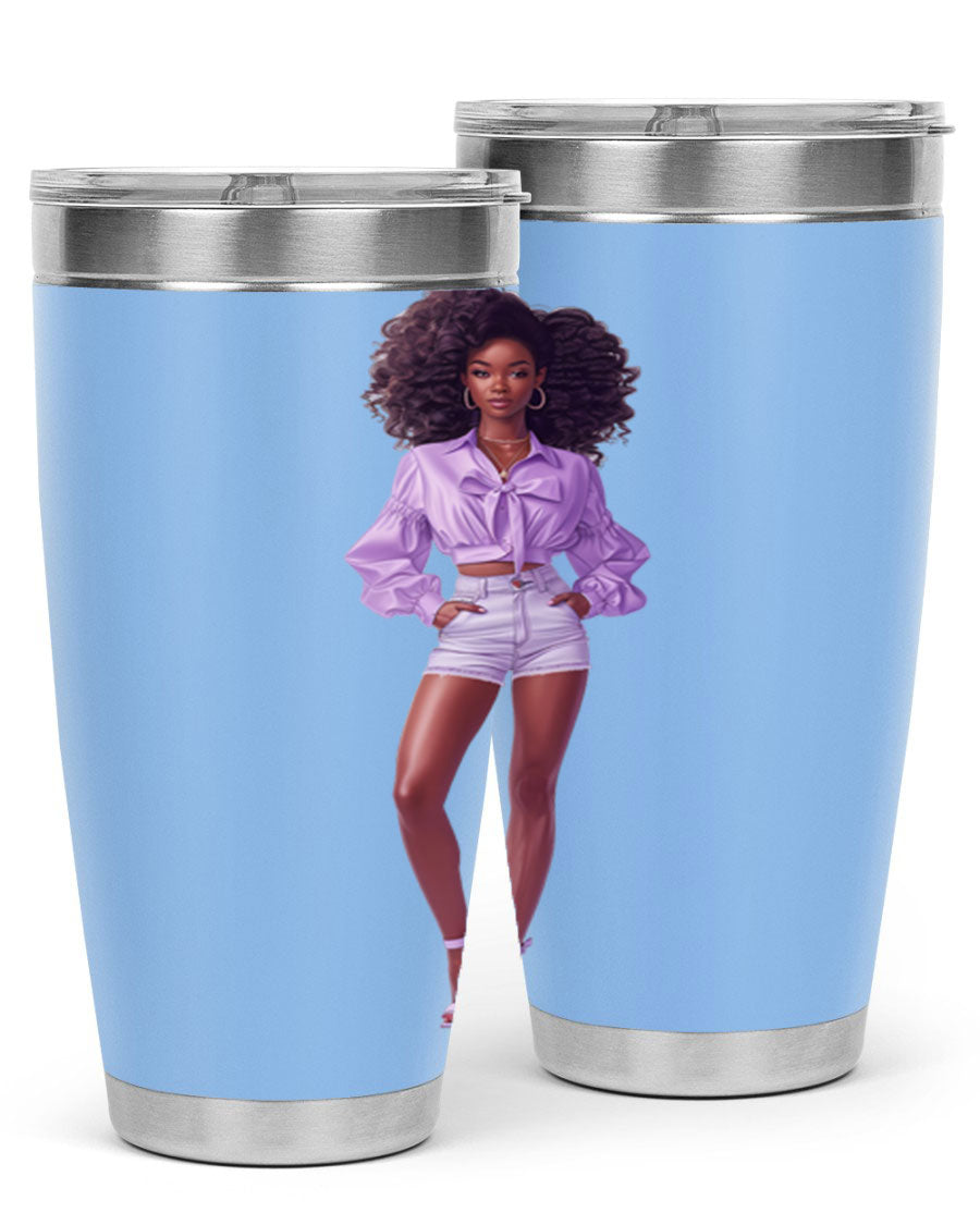 Fashion girl in lavender cotton tank top, showcasing a stylish and comfortable design perfect for casual wear.