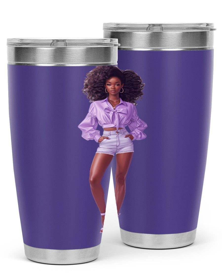 Fashion girl in lavender cotton tank top, showcasing a stylish and comfortable design perfect for casual wear.