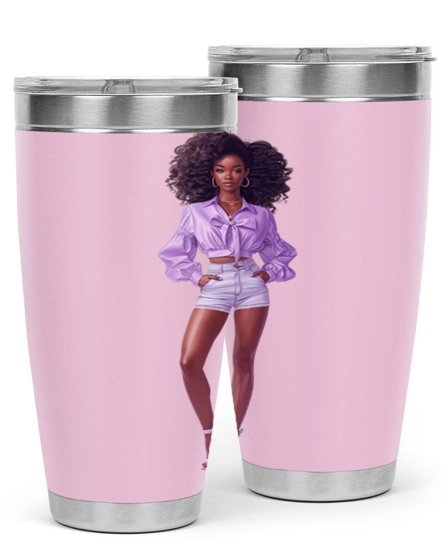 Fashion girl in lavender cotton tank top, showcasing a stylish and comfortable design perfect for casual wear.