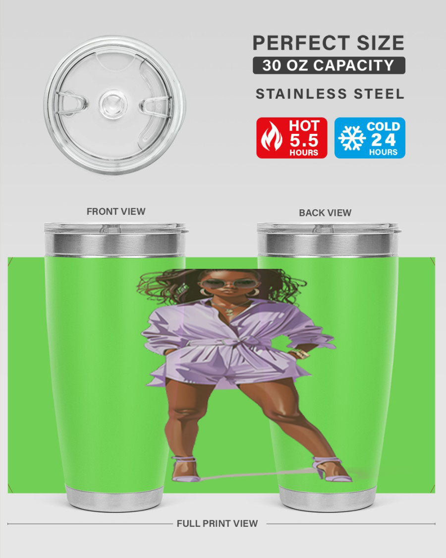 Fashion girl wearing a stylish lavender cotton tank top, showcasing a trendy summer look.