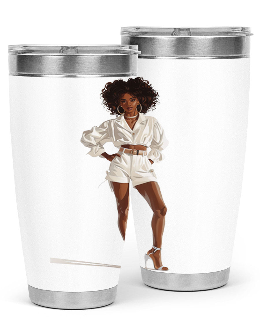 Fashion girl wearing a stylish white cotton tank top, showcasing a casual summer look.