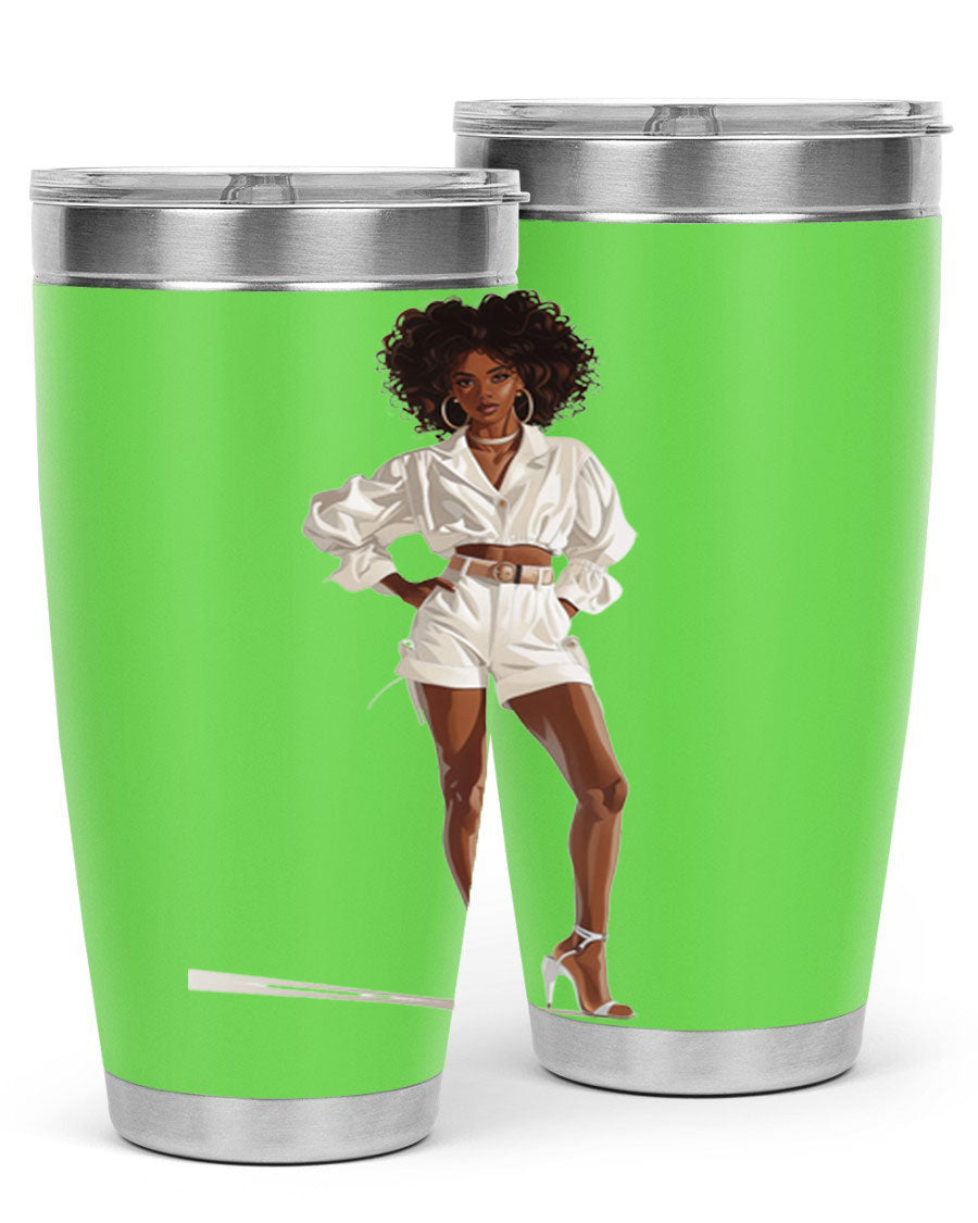 Fashion girl wearing a stylish white cotton tank top, showcasing a casual summer look.