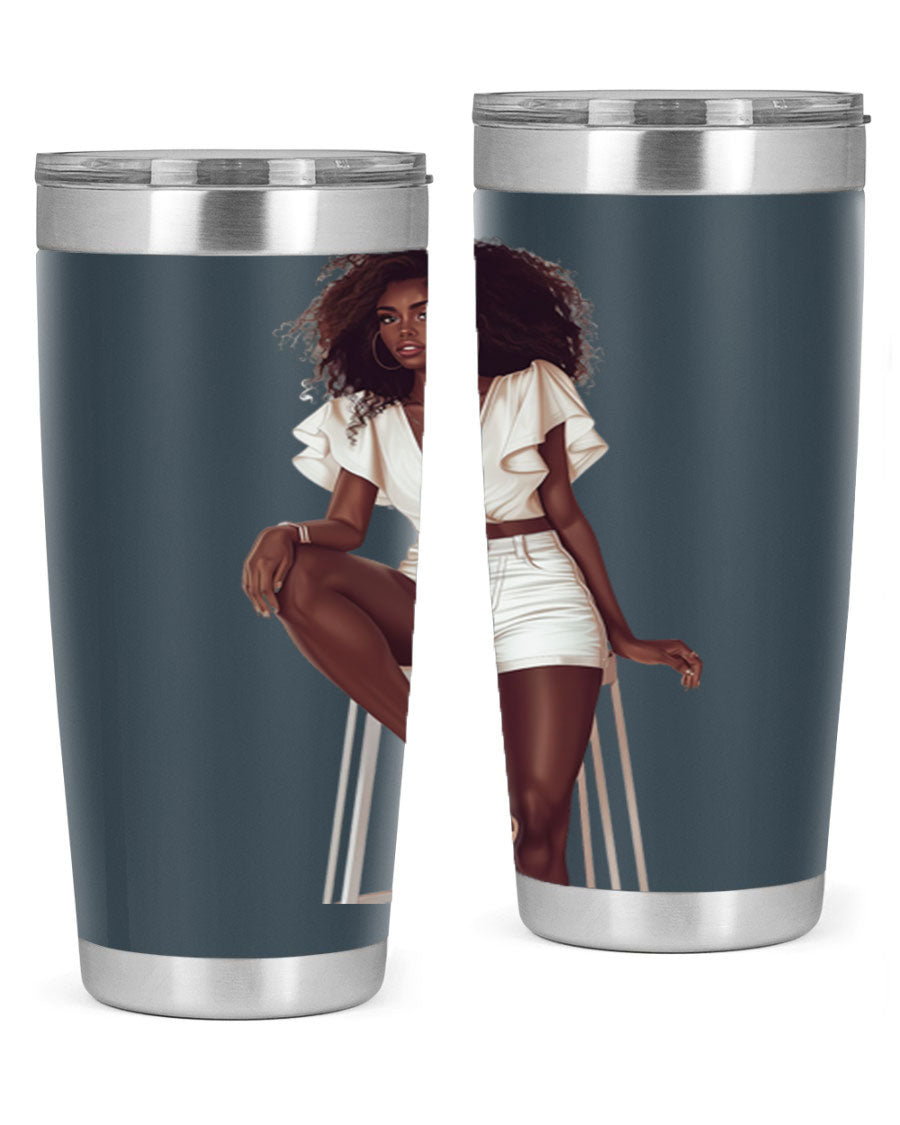 Fashion girl wearing a stylish white cotton tank top, showcasing a trendy and casual summer look.